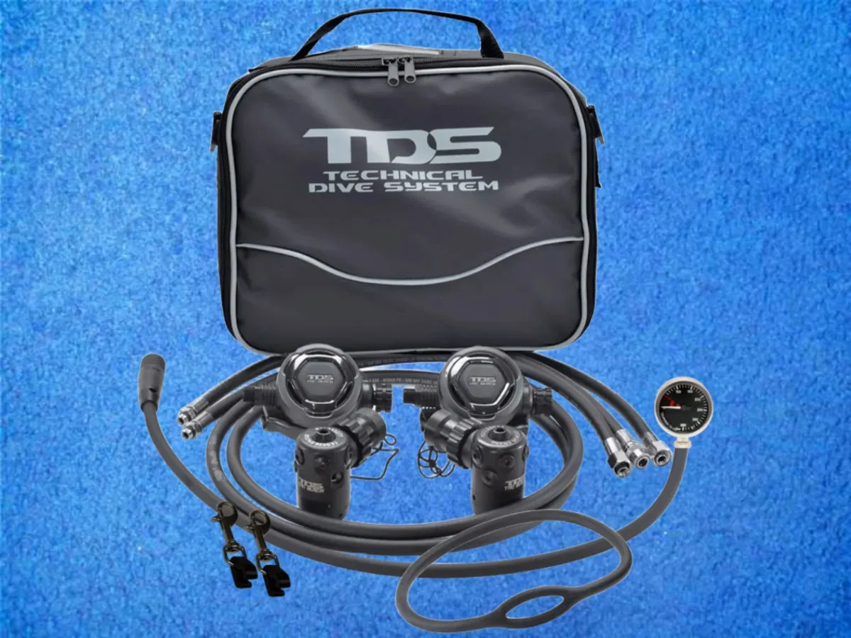 Atemregler Set TDS TAC - Black-Edition D12 mit Schläuche und Tasche