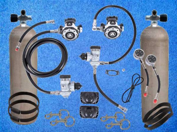 Sidemount Set Tauchflaschen 80cft mit Apeks MTX R