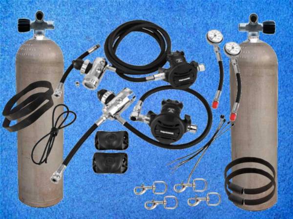 Sidemount Set Tauchflaschen 80 cft mit Apeks Atemregler XTX 50