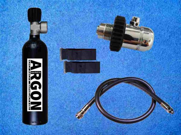 argon-set mit argonregler incl. überdruckventil mit aluflasche tariergas