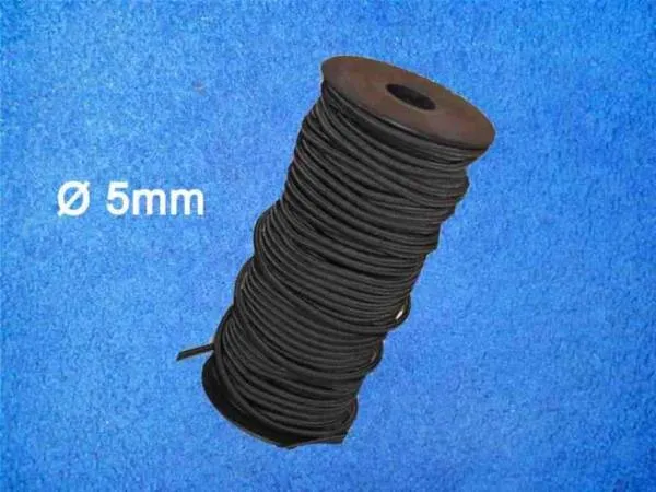 Bungee Cord 5mm, schwarz, rolle