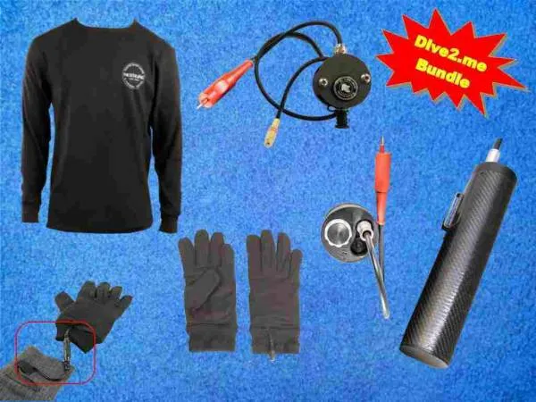 taucherheizung mit heizhemd, Heizhandschuhe, Akkutank und Vega Durchführung