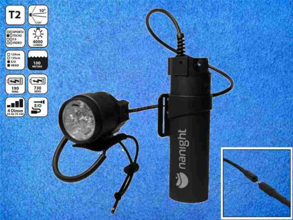 Preview: Nanight Tech 2 Tauchlampe - Schwarz - E/O Preview: Nanight Tech 2 Lampe Schwarz eocord technik