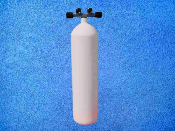 Tauchflasche 12 Liter Weiss konkav mit Twin-Ventil - 232 bar