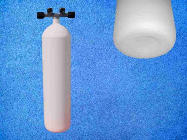 Tauchflasche 12 Liter Weiss konkaver Boden mit Twin-Ventil