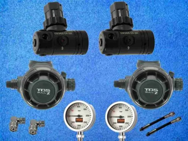 tds gull z tek black Sidemount Atemregler Set
