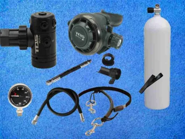 Tauchflasche 40cft mit TDS Gull Tek Black Atemregler