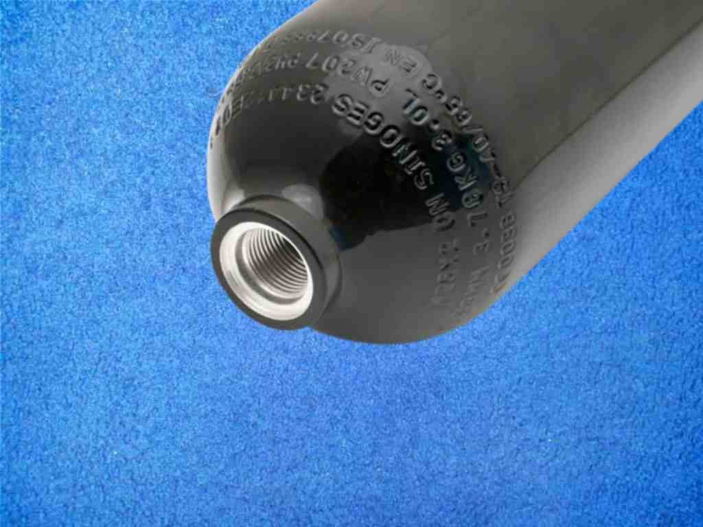 Tauchflasche 3 L Alu Rohling Kopf - Schwarz