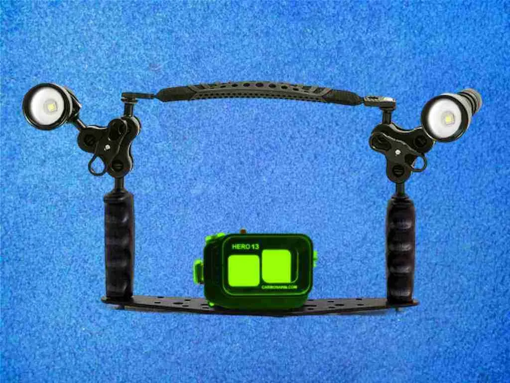 Schiene Set mit 2 Griffen, Anschlussbällen und Videolampen Schiene Set mit 2 Griffen, Anschlussbällen und Videolampen