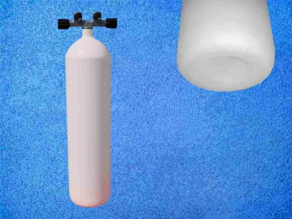 Tauchflasche 12 Liter Weiss konkaver Boden mit Twin-Ventil